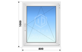 Поворотно-откидное пластиковое окно 800x1000